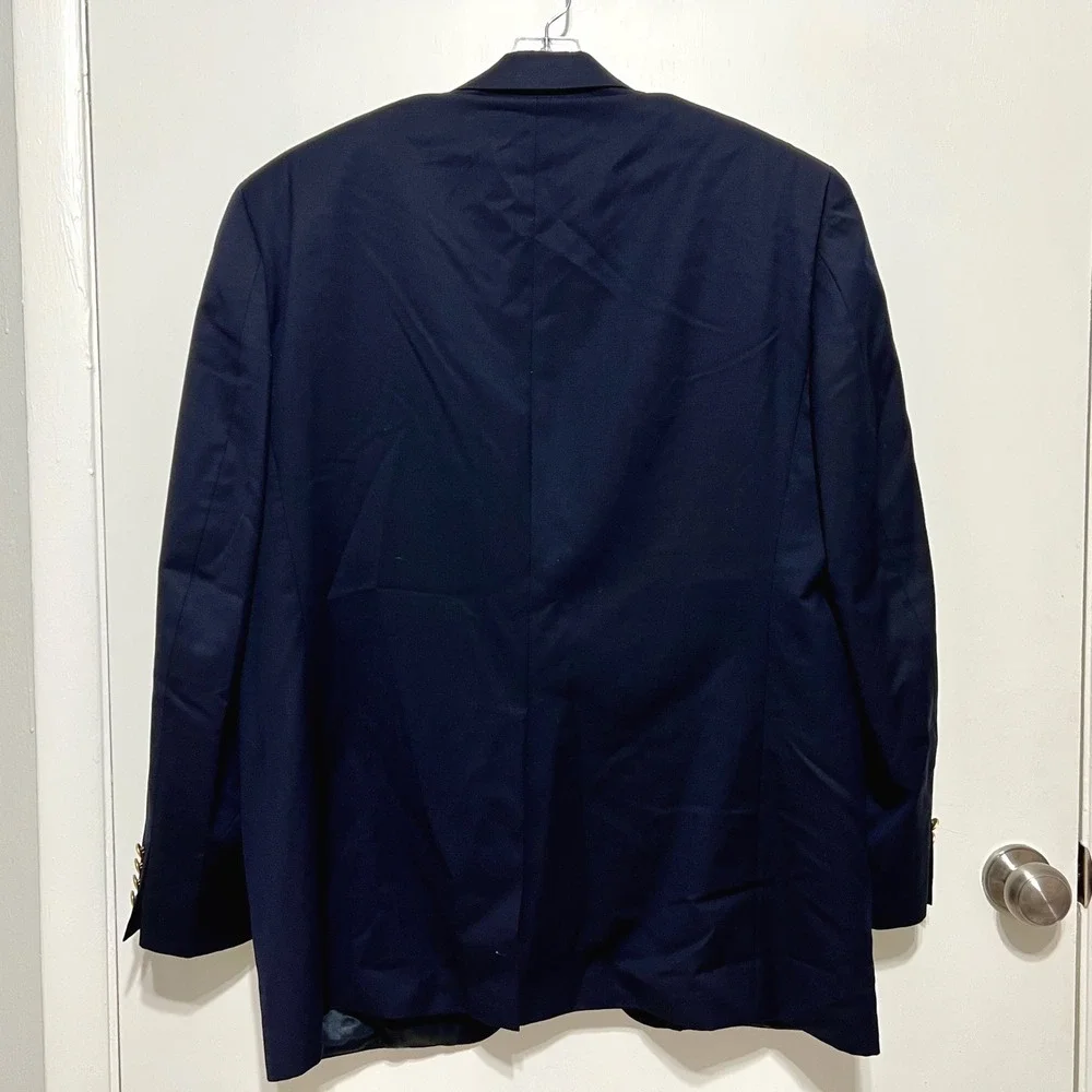 Lauren‎ Ralph Lauren Mens Blazer Size 44L Navy 100% Wool Gold Buttons Classic